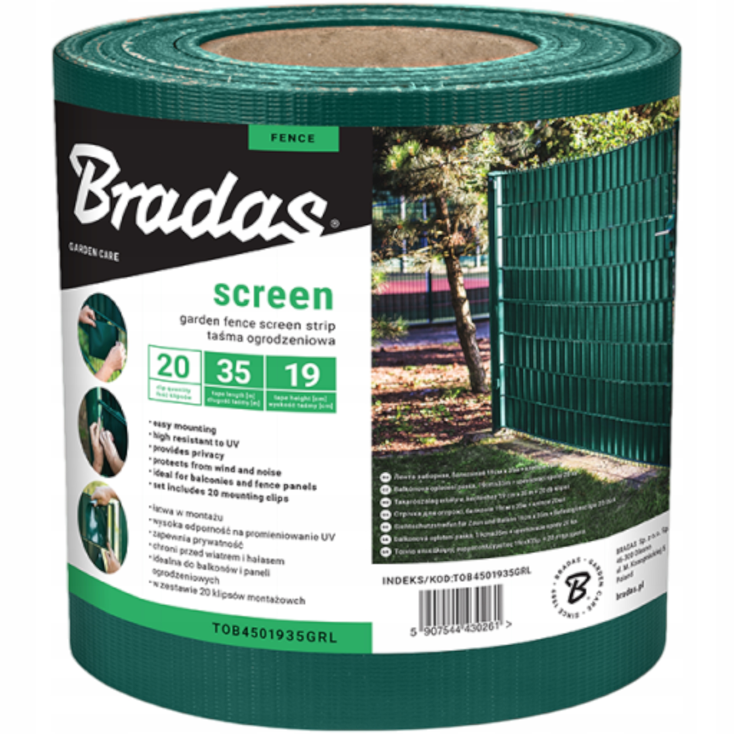 Zelená páska na oplotenie 19 cm x 35 m + klipy